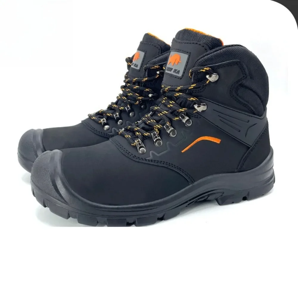 Anti Static Safety Shoes Anti Smash Anti Puncture Slip Resistant Leather Work Boots Men Breathable Comfortable