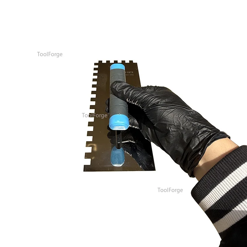 مجرفة محززة باليد اليسرى من الفولاذ المقاوم للصدأ لاصقة البلاط - قبضة مريحة، أسنان 10-15 مم للاستخدام بنفسك والمقاولين
