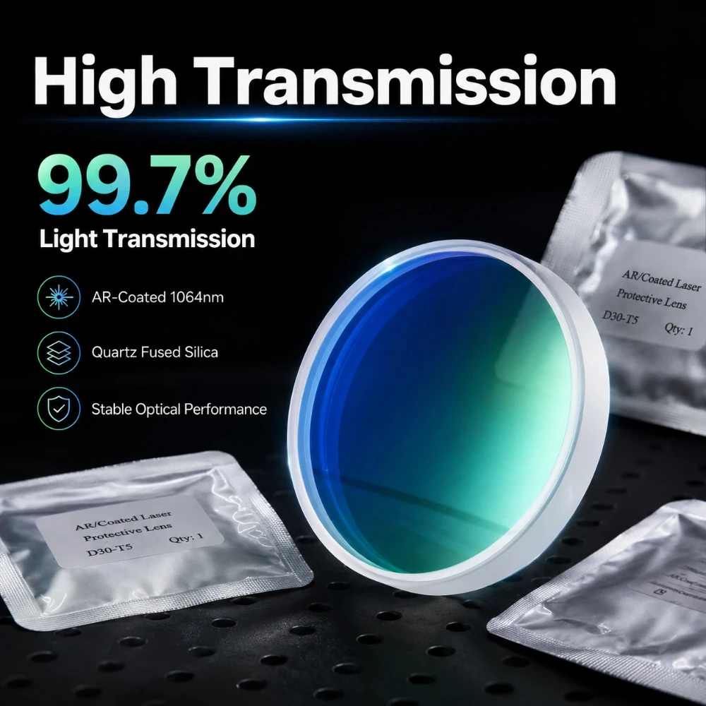 D30 Series 30*5/32*5/34*3/37*5/38.1*1.6 Laser Protection Lens Fused Quartz Coating For Fiber Laser Cutting/Welding Machine Head