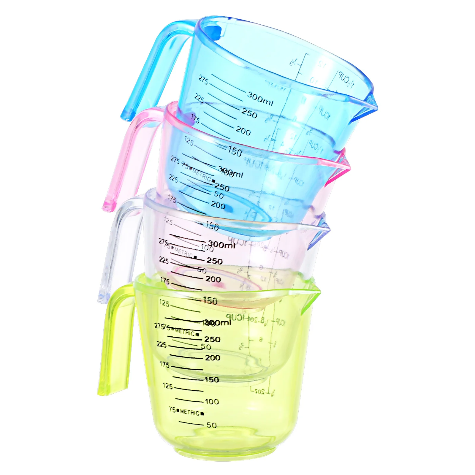 

4Pcs 300Ml Plastic Measuring Cups Transparent Graduated Liquid Measuring Cylinder for Cooking Use Graduated Beakers