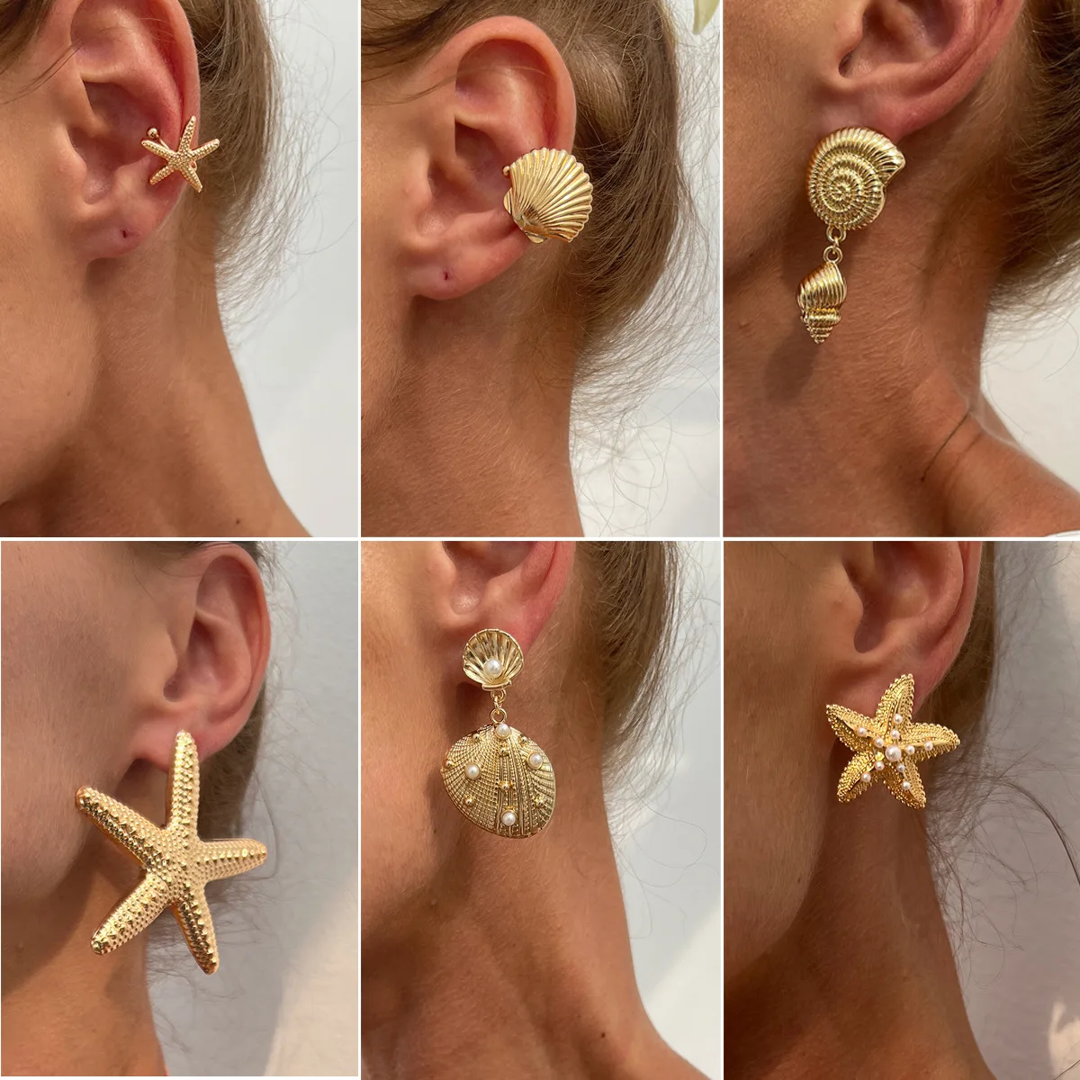 LATS Trendy Gold Color Simulated Starfish Stud Earrings for Women Exquisite Small Star Pearl Earring Summer Beach Daily Jewelry image 5
