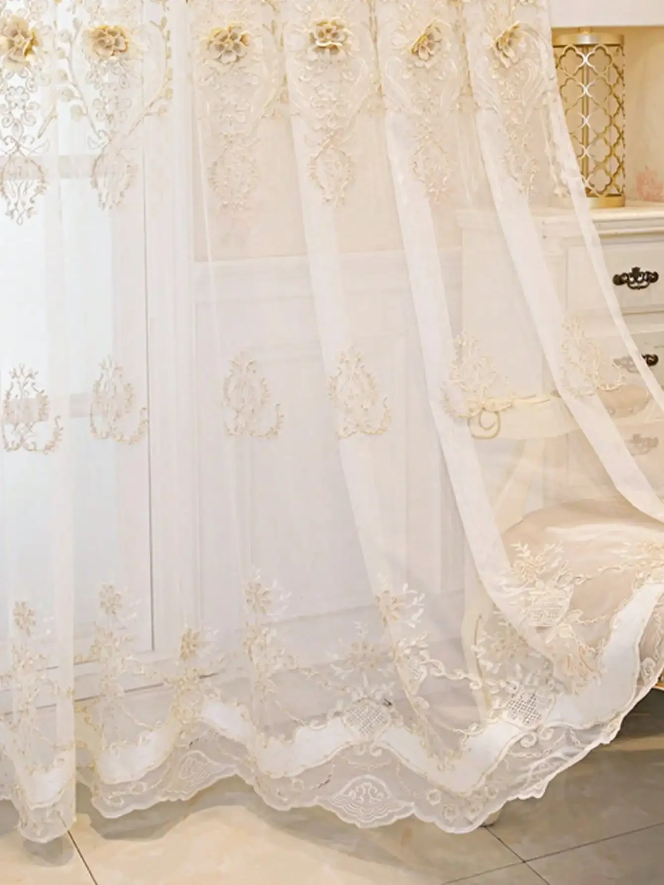 

2025 Door Curtain 1PC Light Luxury Modern Embroidered Gauze Curtain For Living Room And Bedroom