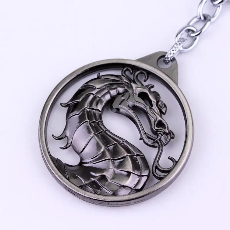 Game Mortal Kombat Keychain Pendant Metal Dragon Logo Keyring Cosplay Props Fans Gift For Men Women Backpack Jewelry Accessories