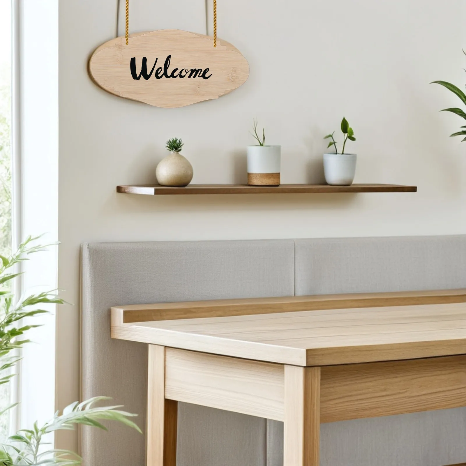 Blank Bamboo Hanging Door Sign Unfinished Plaque for Business Store Home Decor DIY Engraving Painting Crafts