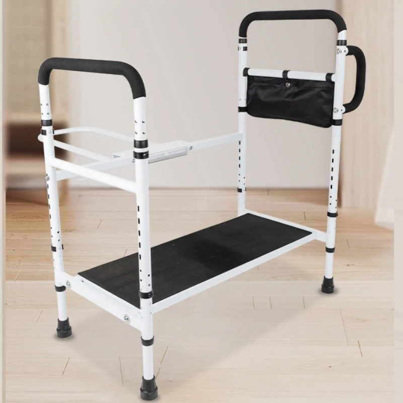 ‌Senior Safety Step Stool, Anti-Slip Bedside Riser with Handrail, Glow-in-Dark Mobility Aid, Adjustable Height Toilet Seat Step