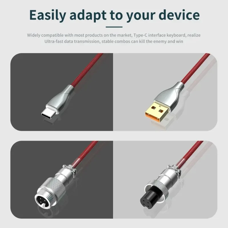 Aviator Coiled Mechanical Keyboard Cable Type C To USB Custom Gaming Aviation Wire Accessory