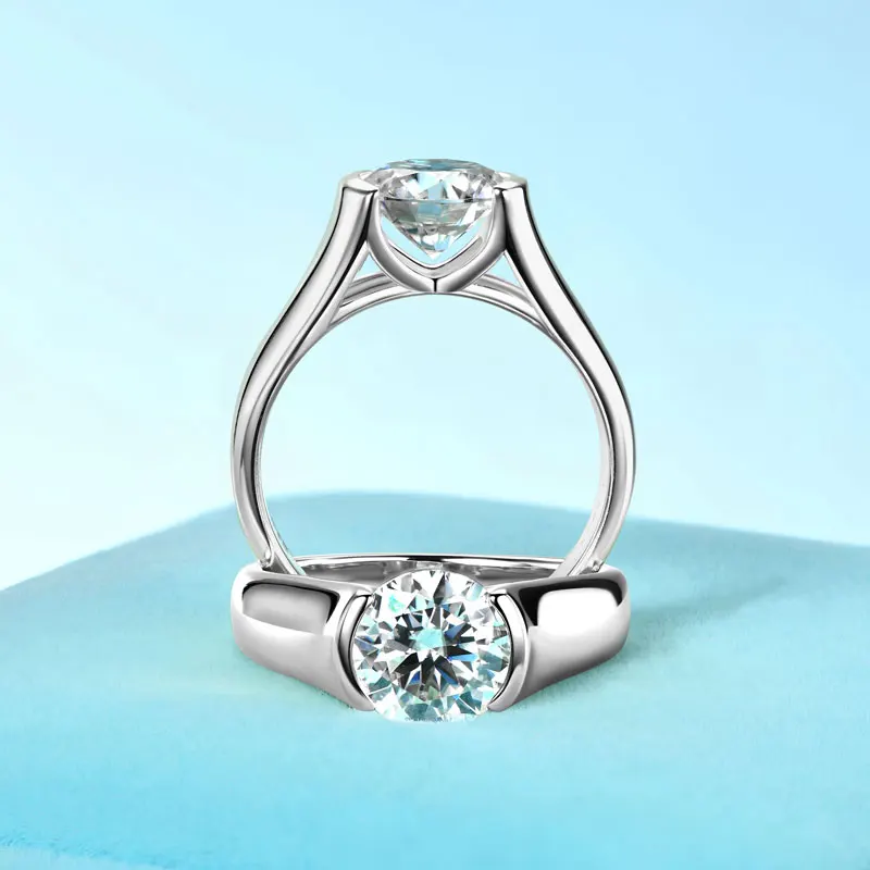 Rrjzz 6,5 mm Solitär-Ring mit rundem Schliff und D-Farbe, Moissanit-Verlobungsring, funkelnder Versprechen-Ehering für Frauen, GRA-Schmuckgeschenke – Detail 3