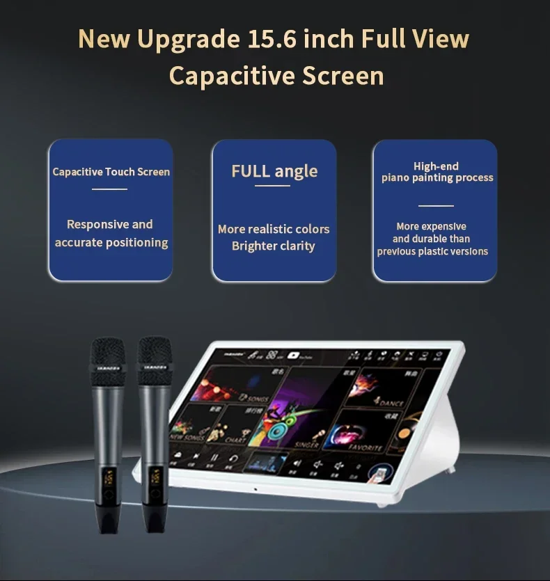 15.6 Inch 5 In 1 4T Portable Professional Karaoke Machine Home Theater KTV Touch Screen Audio Entertainment Playback