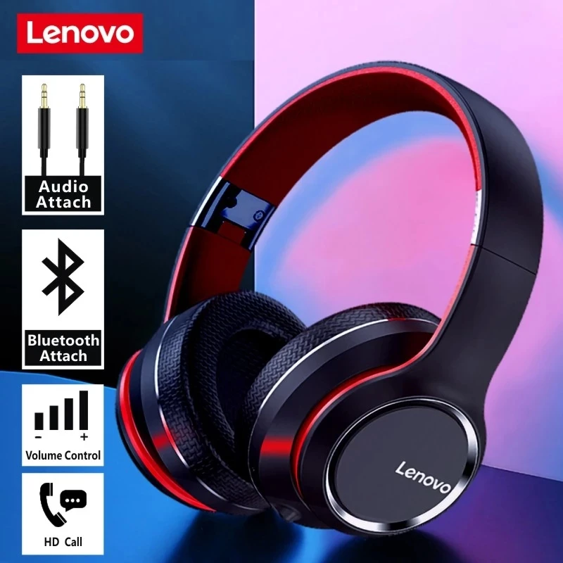 Lenovo HD200 Bluetooth-oortelefoon Over-ear opvouwbare computer Draadloze hoofdtelefoon Ruisonderdrukking HIFI Stereo Gaming-headset