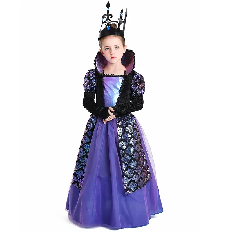 

Halloween Children Cosplay Medieval Court Princess Purple Dress Costume