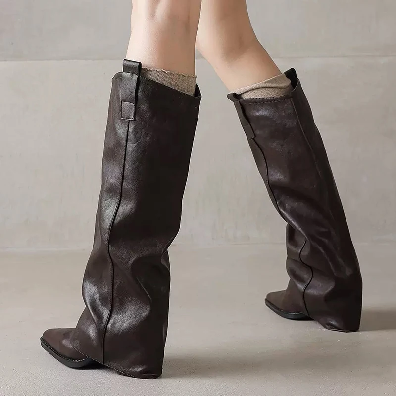 

Женские высокие сапоги до колена, модная роскошная обувь на высоком каблуке, дизайнерские зимние сапоги на массивном каблуке 2025, модельные туфли-лодочки Femme Chelsea Botas