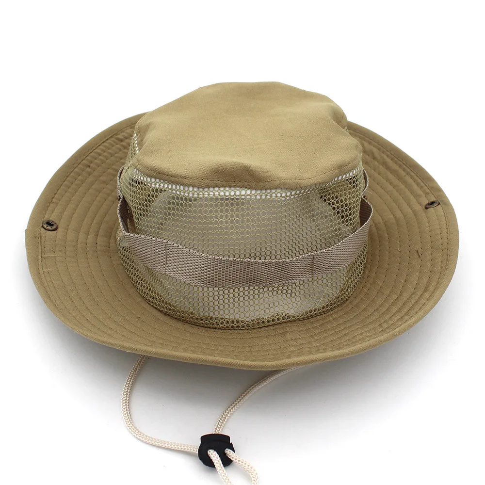 Safari Man Hat Bonnie Jungle Caps Vented Bucket Fishing Women Outdoor Fisherman Camouflage Army Hat Hunt Mesh Camo Bob