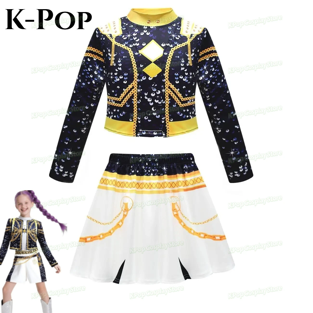 

KPop Rumi Mira Zoey Cosplay Costume Black Coat Singing Suit Song-Promotion Costume Women Halloween Party Role Playing Outfit