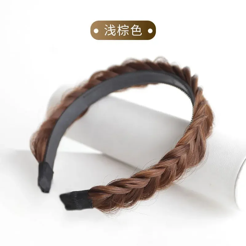 Twist Braid Wig Headband Women Girls Hair Accessories Twisted Braided Hairdband Three-strand Wide-brimmed Solid Bezel Head Hoop