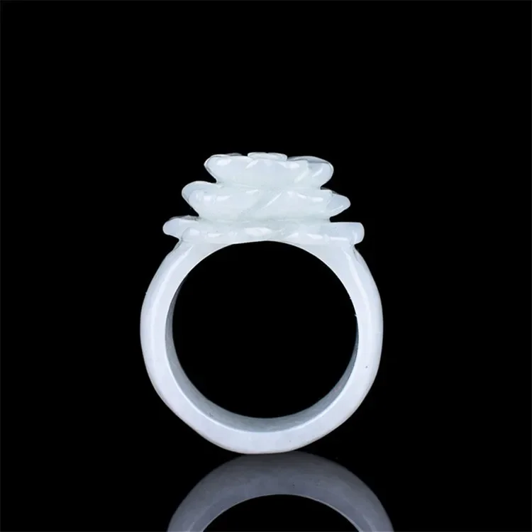 Band Ring Rings Jade Stones for Women Jewellery Emerald Rose Flower  Hand-carved for Women Luxury Jewelry