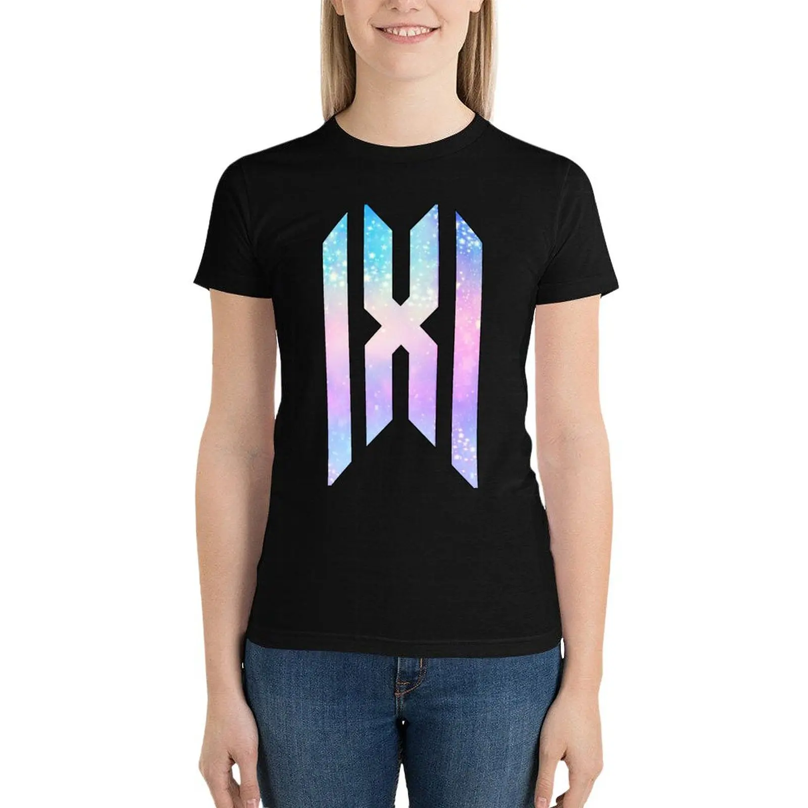 

Monsta X Logo (Pastel Galaxy) T-Shirt plus size tops female Short sleeve tee summer tops t shirt for Women