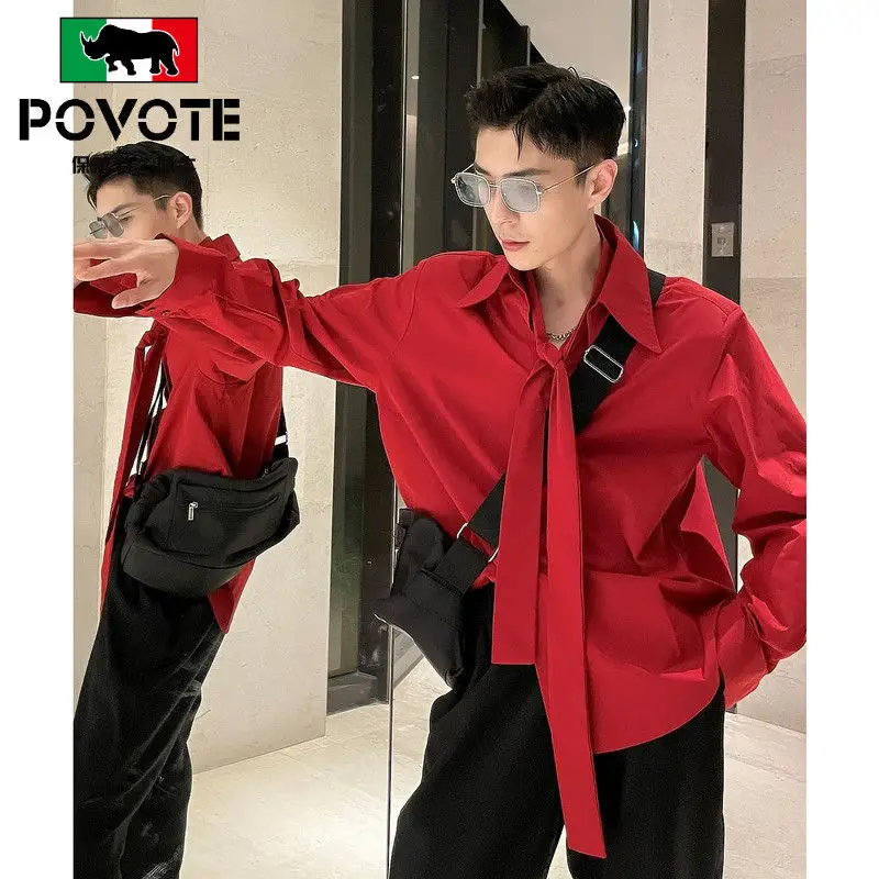 Internet Celebrity Korean Version Shirt for Men Loose Fitting Shirt for Couples Lazy Style Rugged and Handsome Long Sleeved Top