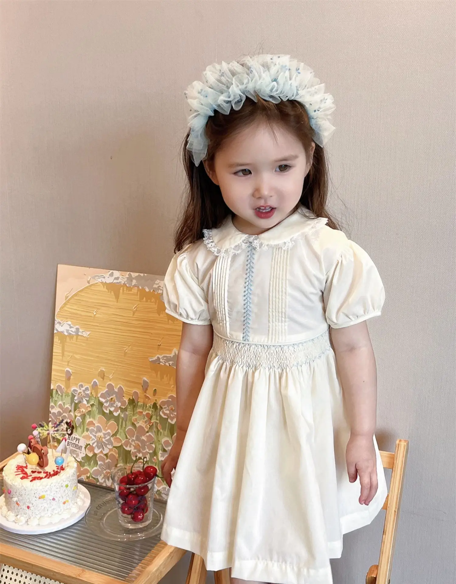 2024 New Baby Spanish Lolita Princess Frock Children\'s Birthday Party Toddler College Style Girls Handmade Dresses For Eid A3514