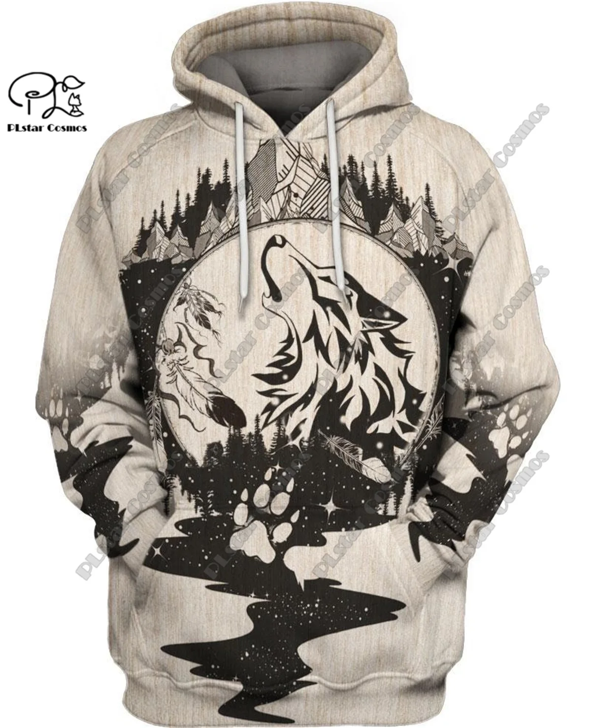 

PLstar Cosmos 3D printed retro Aboriginal wolf feather pattern street casual unisex new hoodie, sweatshirt, zipper hoodie L-8