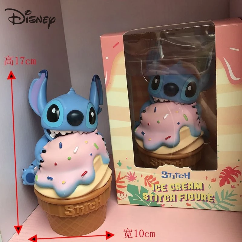 

Lilo and Stitch Disney 17cm Ornament Kawaii Cartoon Anime Print Accessory Ice Cream Cone Doll Decoration Men's and Women's Gifts