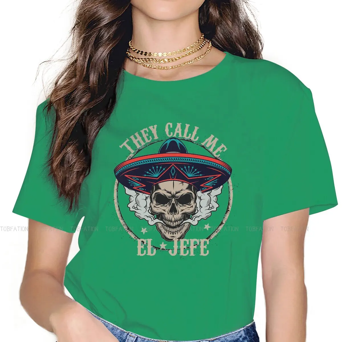 THEY CALL ME EL JEFE Sugar Skull  Newest TShirts Day of The Dead The Need to Feed Female Graphic Fabric Streetwear T Shirt