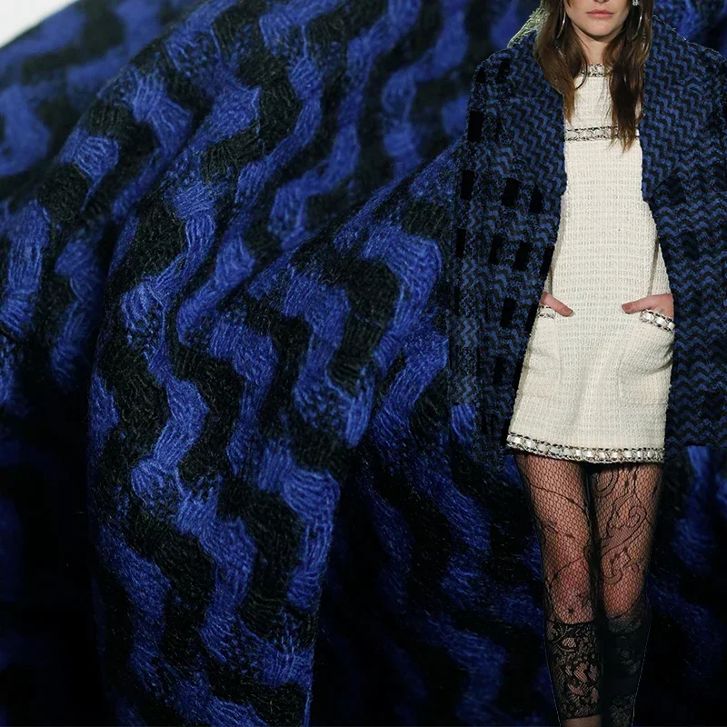 

Redraspberry Италия синий черный клетчатый твид камвольная шерстяная ткань материалы для одежды женские костюмы брюки шитье одежды Fresshipping