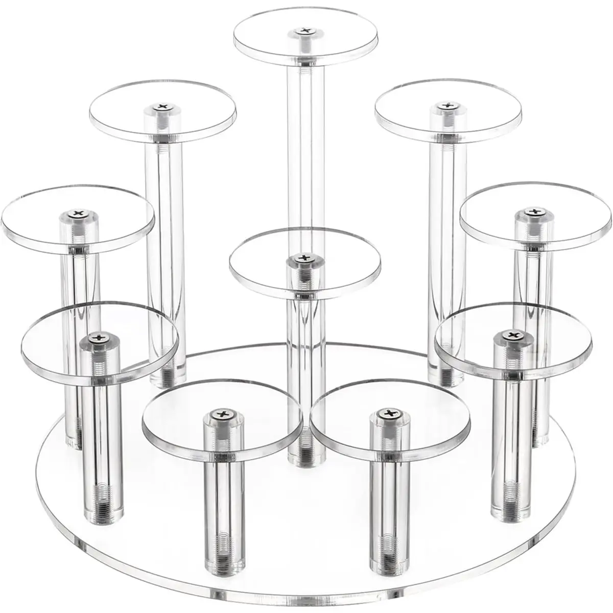 AB09 Acrylic Display Stand, 10 Tier Round, Clear Organizer for Jewelry, Figures, Perfume,Cupcake,Countertop Decoration