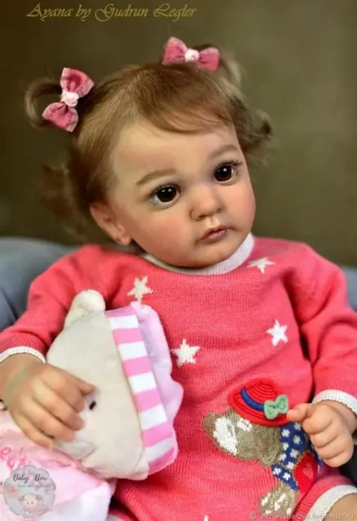 Npk 24 ''peças de boneca inacabadas ayana lifelike reborn peças diy com raiz de mão cabelo 3d pintura de pele colecionável boneca de arte realista