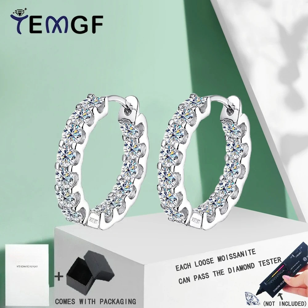 

Серьги TEMGF с муассанитом 3 мм, сертифицированные GRA, стерлинговое серебро S925, серьги-гвоздики с покрытием 18 карат для женщин, модные вечерние ювелирные изделия