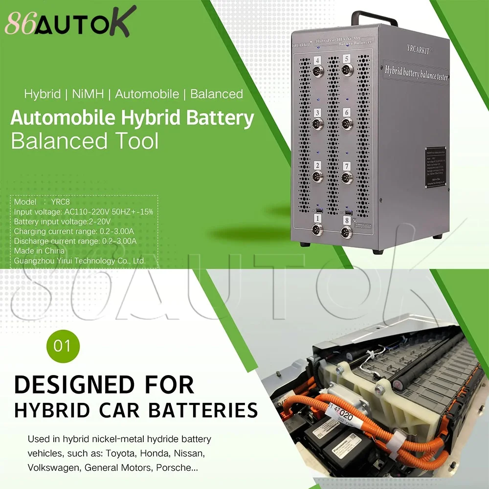 86AUTOK - New HEV NiMH Battery Tester Tool Balancer For Toyota For VW For Honda Car Charge Discharge Temperature Probe Device