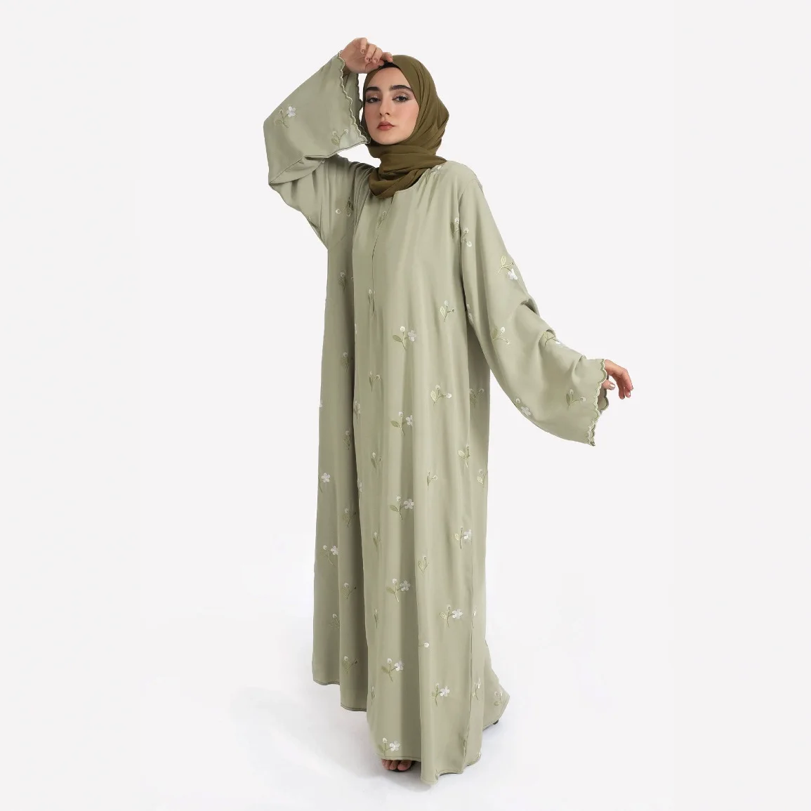 Eid Abito da donna Abaya musulmano Fiore ricamo Party Jalabiya Ramadan Abiti lunghi Abiti Largos Abito lungo arabo Marocco Caftano