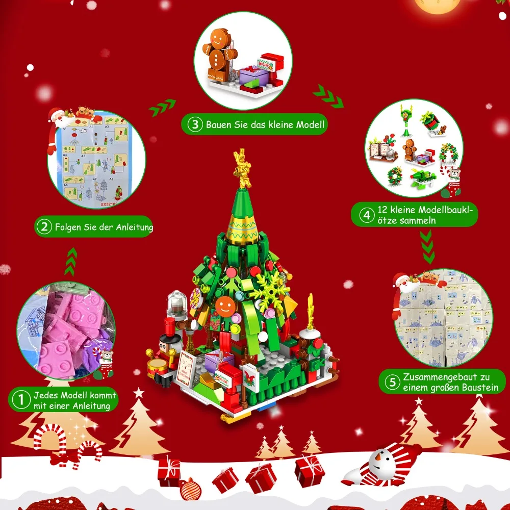 NEW Christmas Block Blind Box 24PCS DIY Christmas Block Mystery Box 24 Day Countdown Calendar Blind Box Christmas Childrens Gift