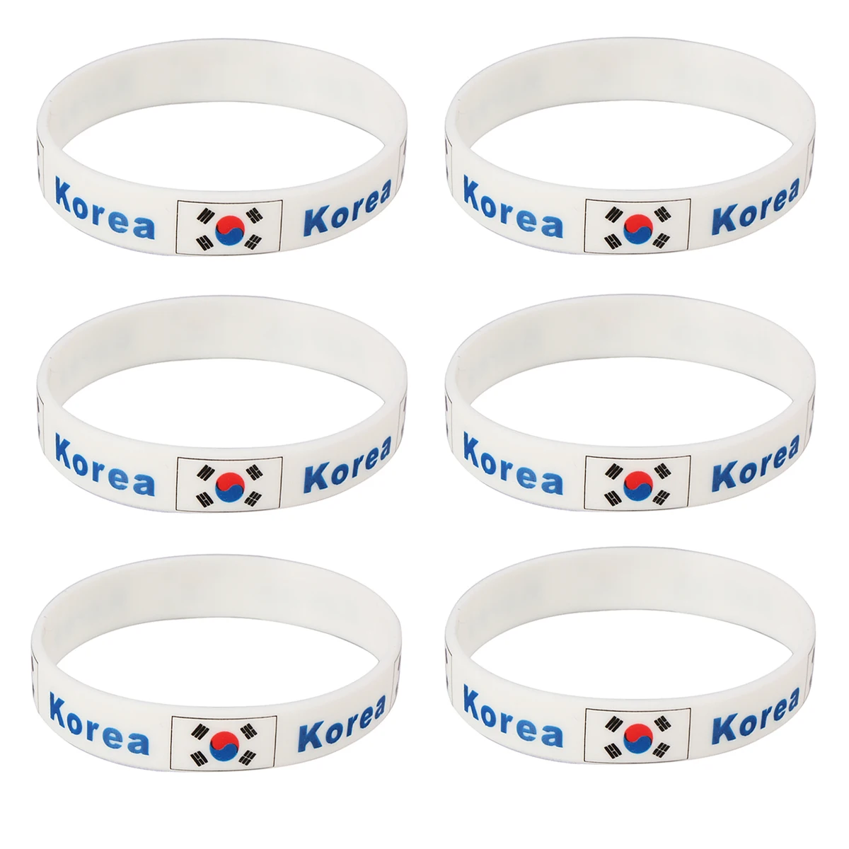 

6 Pcs Silicone Bracelet National Flag Wrist Strap Football Rubber Bracelets Band Decorative Wristband