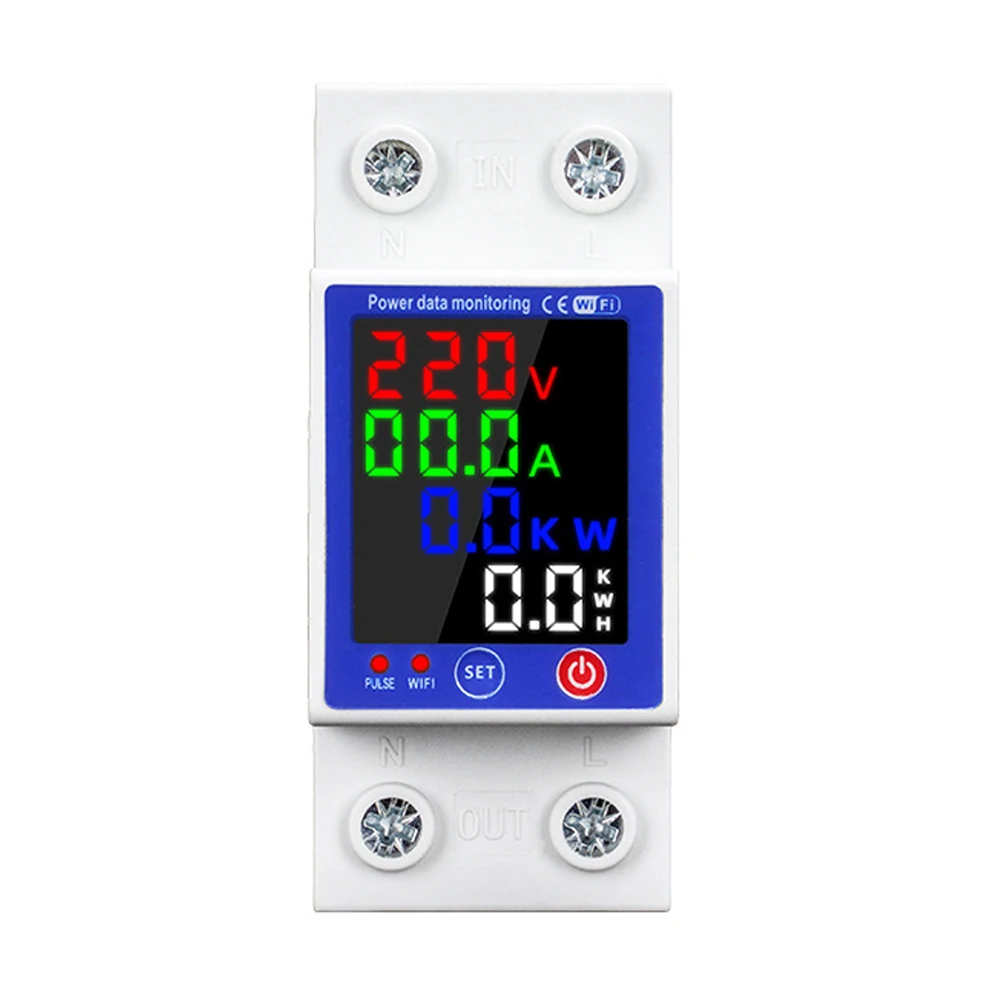 

WiFi Smart Energy Meter Multifunction Leakage Protector Color Display Over Under Voltage Protector Prepaid Metering Breaker