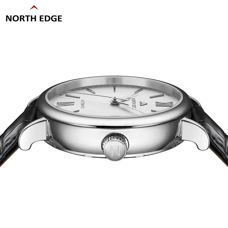 NORTH EDGE Amoy Men Waterproof  Watch 41mm Luxury Automatic Mechanical Men\'s Stainless Steel Sports Sapphire 50M Date Wristwatch