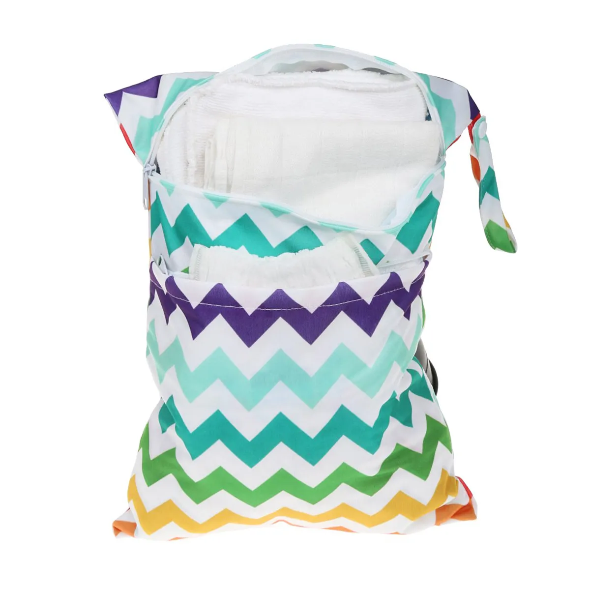 

Infant Diaper Bag Waterproof Reusable Wet Dry Diaper Pouch Dual Zipper Rainbow Pattern Baby Wet Dry Storage Bag