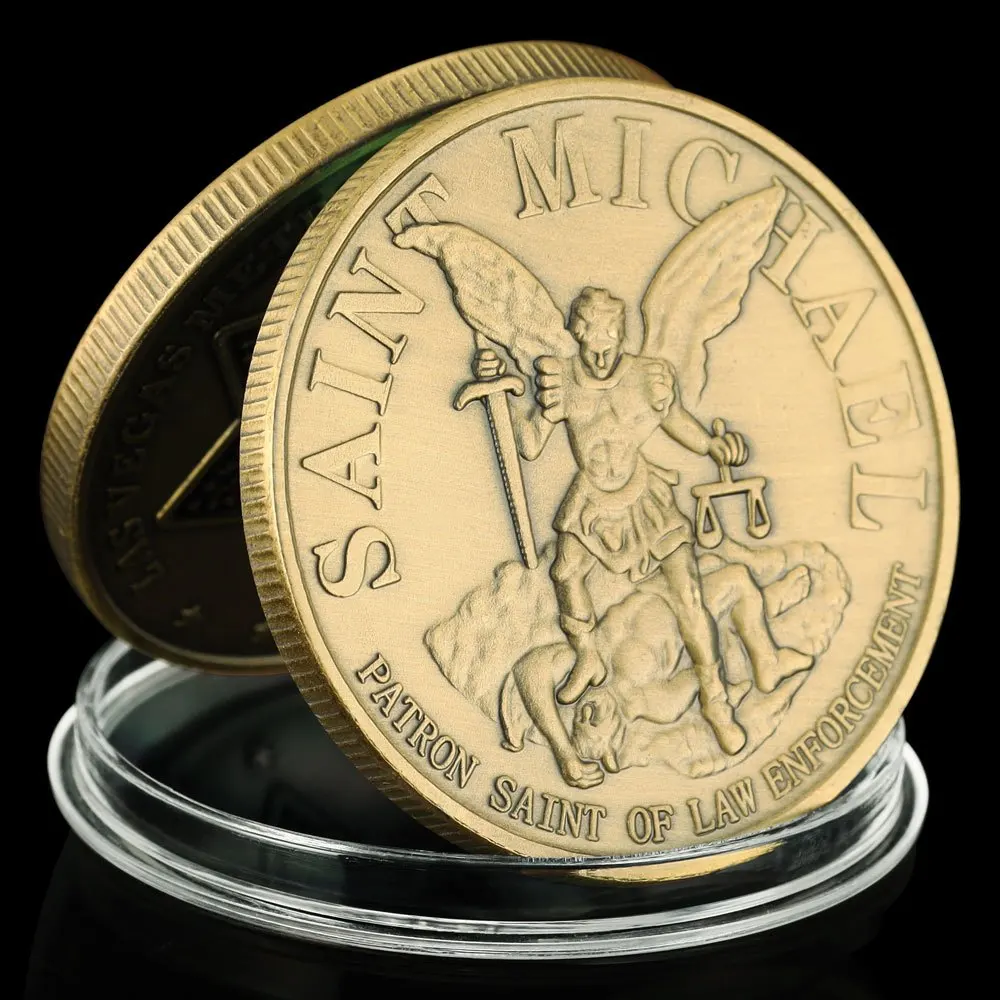 United States Las Vegas Metropolitan Police Department Souvenir Bronze Plated Coin Saint Micheal Pattern Challenge Coin