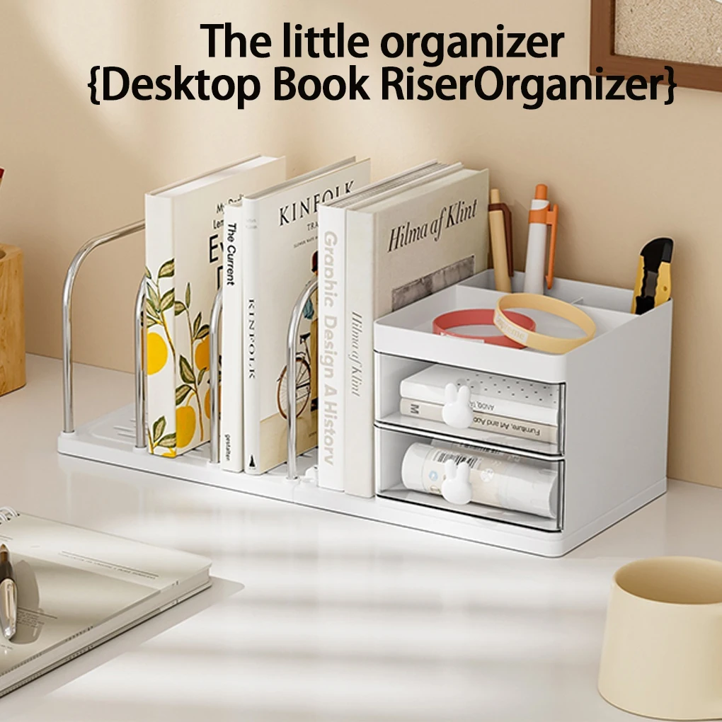 1PC Bookend with Drawers Book End for Shelves Sturdy Support Modern Lightweight Desk Organizer Book Holder for Home Desk Office