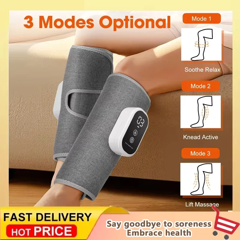 

Электрический массажер для икр 360° ° Тиск воздуха, 3-ступенчатый массажер для разминания икр с подогревом, снимает мышцы ног, способствует кровообращению