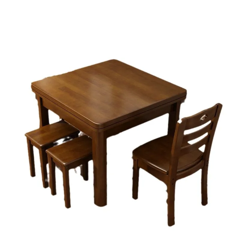 Mesa de comedor totalmente de madera maciza, silla de comedor rectangular.