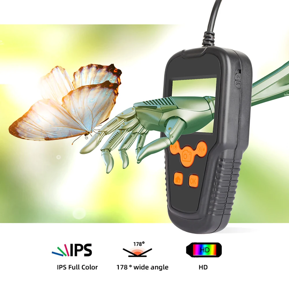 5.5mm Lens HD Pipeline Camera 2.4 Inch IPS Screen Car Maintenance Detector Visual Industrial Endoscope IP67 Waterpoof