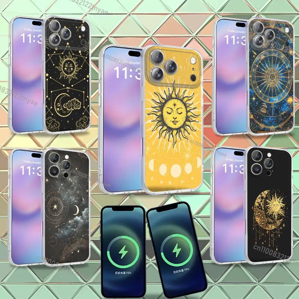 

Suns Moons Clouds Astrological Phone Case For iPhone 16,14,11,17,13,15,12,Air,Plus,Pro,Max,E,Mini Frosted for Magnetic Wireless