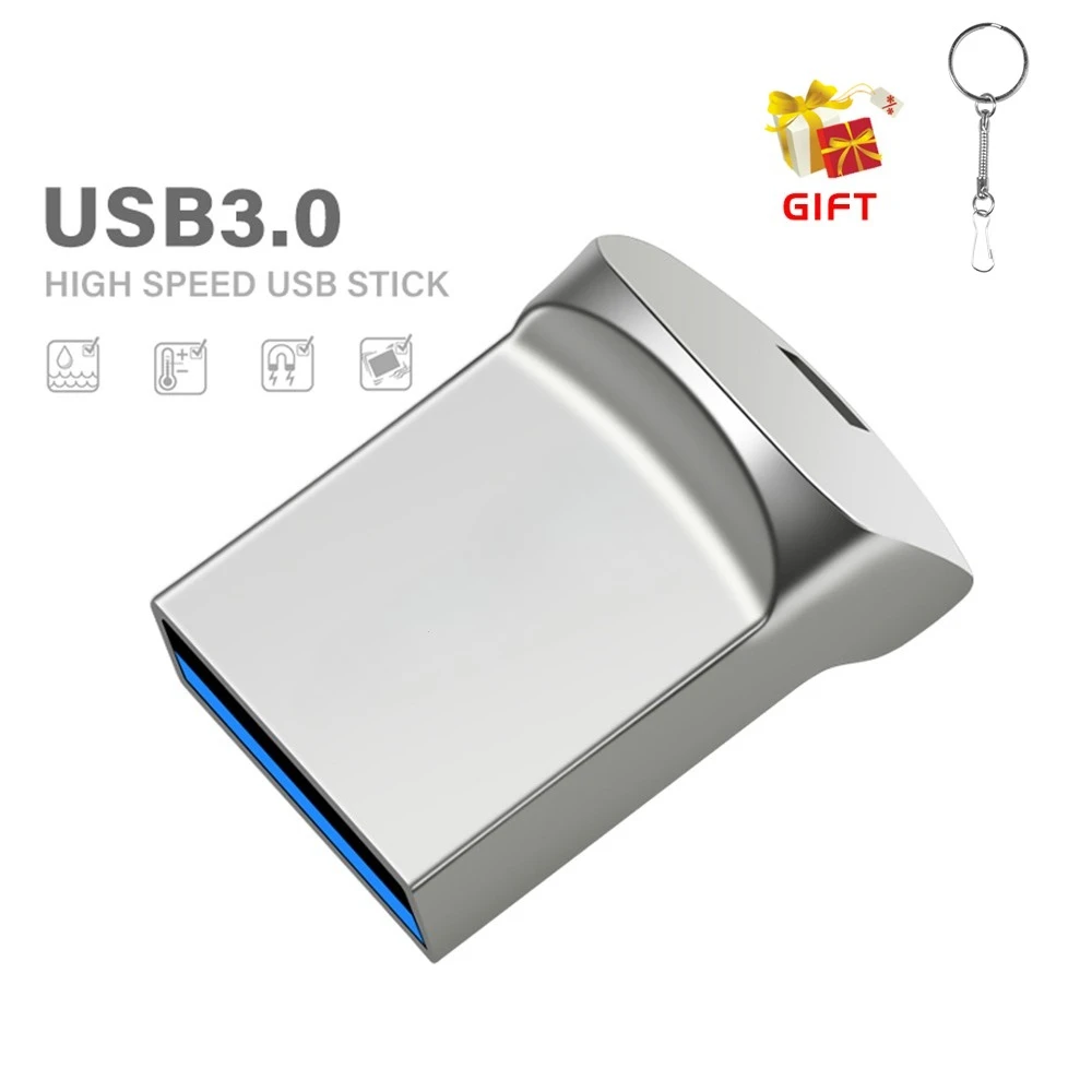 USB3.0 128GB هدية الأعمال الذاكرة عصا 64GB الحرة مفتاح سلسلة USB 3.0 محركات أقراص فلاش 32GB محرك القلم الصغير 16GB المعادن USB الذاكرة 8G 4G