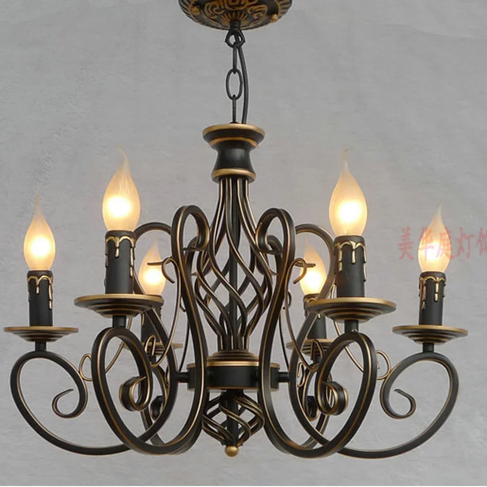 

Antique Iron LED Ceiling Chandelier E14 Bulb Compatible Suspension Light for Living Room Bedroom Home 110V/220V