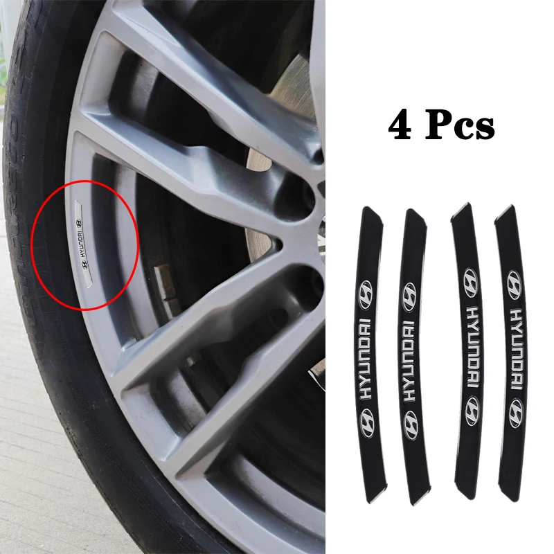 4pcs Aluminium Alloy Car Wheel Hub Stickers For Hyundai Genesis N-LINE I10 I20 I30 I40 IX20 IX35 Kona Getz Veloster Tucson