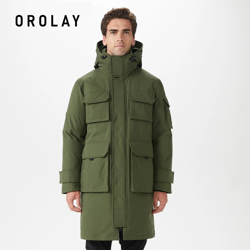 Orolay Men\'s Warm Hooded Parka Down Coat Thickened Winter Jacket with Multi-Pockets