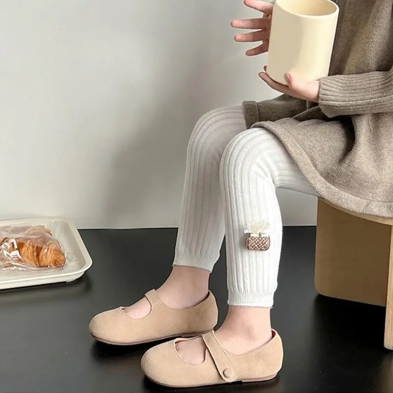 

U13F Soft & Warm Kids Tights with Brushed Cotton Fabric High Elasticity Stockings Comfortable for 120-130cm Height Ranges