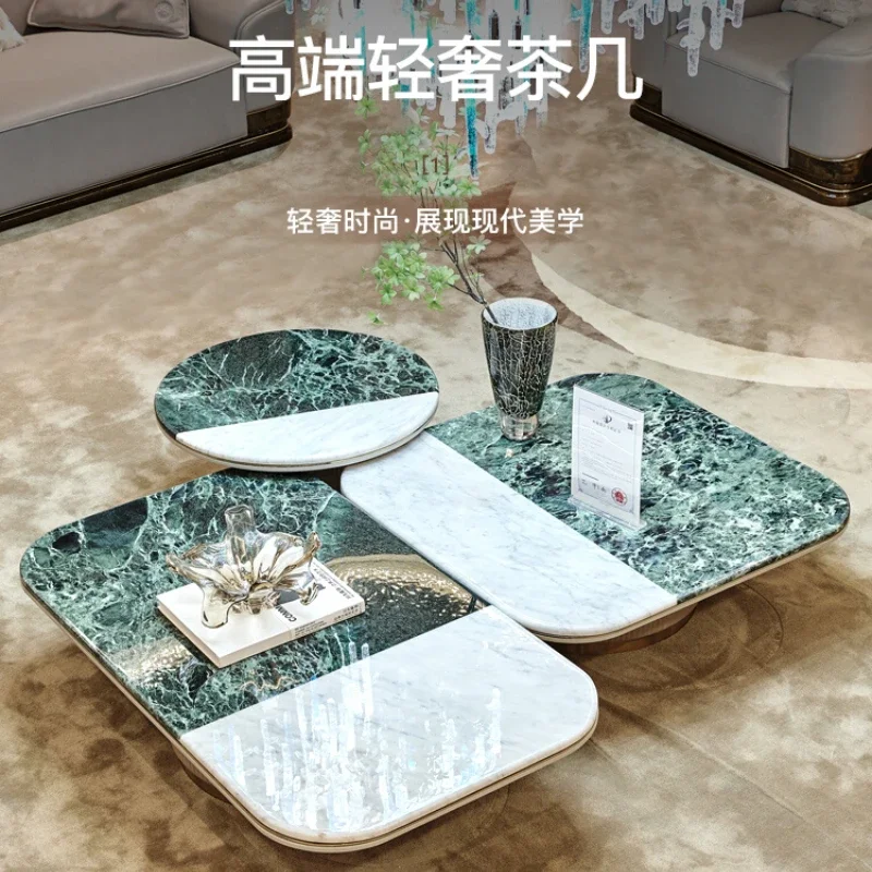 High end light luxury style tea table, living room, household marble, simple small tea table, fashionable and creative tea table