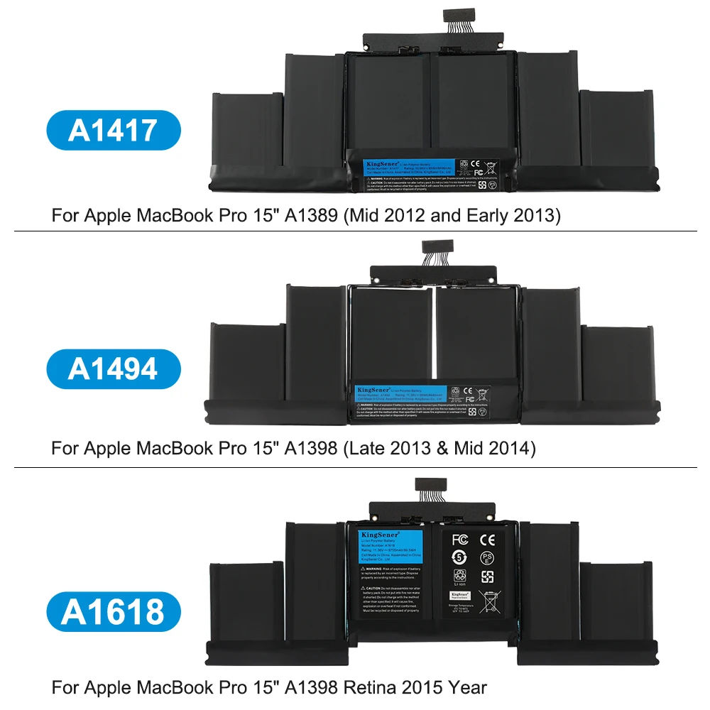 KingSener A1494 A1417 Bateria do laptopa Apple MacBook Pro 15" A1398 Retina 2012 2013 2014 Rok Darmowe narzędzia 500+ cykli Szybka wysyłka — zdjęcie produktu 2