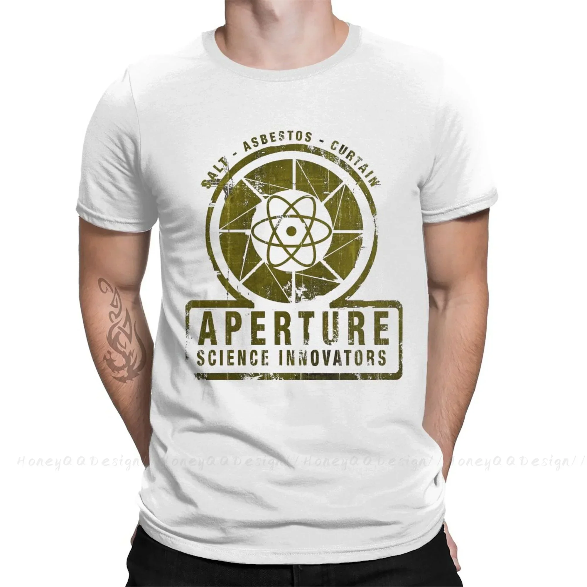 Portal 2 GLaDOS Aperture Science T-Shirt Men 100% Cotton Short Summer Sleeve Casual Plus Size Shirt Adults